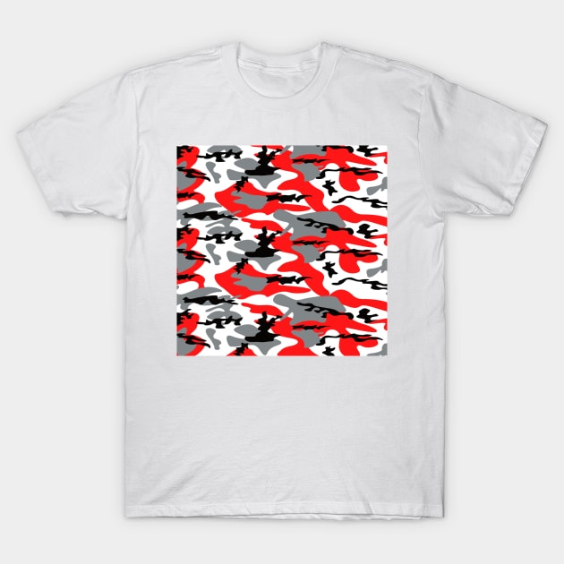 Red and black Camo pattern Camouflage T-Shirt by Tshirtstory